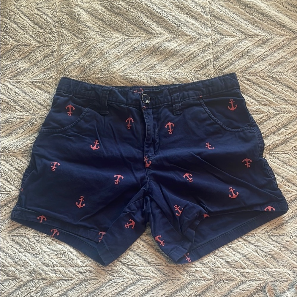 Faded Glory Navy Shorts With Pink Anchors Girls Size 16